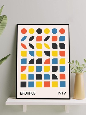 Bauhaus Circle Squares 1919, Geometrik Sanat Sanatsal Çerçeveli Tablo - Çerçeveli Poster