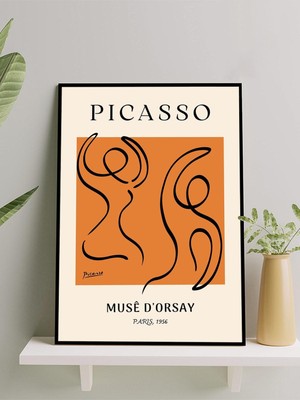 Picasso, Musé D'orsay, Müzede Dans Edenler, Kübizm Sanatsal Çerçeveli Tablo - Çerçeveli Poster