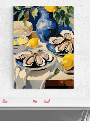 Oyster Feast, Istiridye Midye Ziyafeti Natürmort Mutfak Poster - Afiş - Dekoratif Duvar Poster