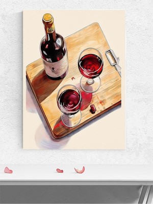 Crimson Moments, Kırmızı Anlar Şarap Sanat Mutfak Poster - Afiş - Dekoratif Duvar Poster