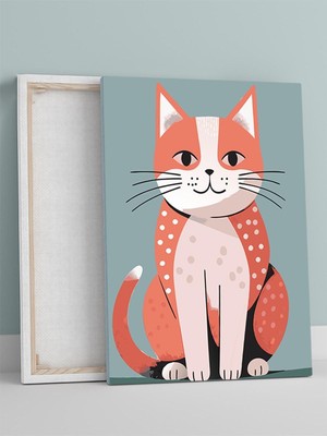 Kedi Cazibesi Bebek Odası Kanvas Tablo, Kreş Çocuk Odası Tuval, Dekorasyon, Yenidoğan Hediye