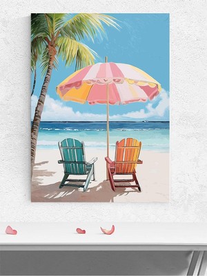 Beach Daydream, Sahilde Düşünce Izlenimci Sanat Deniz Manzaralı Poster, Afiş, Dekoratif Duvar Poster