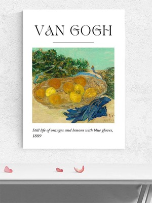 Van Gogh - Blue Gloves, Turuncu ve Mavi Fırça Darbeleri Sanatsal Poster, Afiş,dekoratif Duvar Poster
