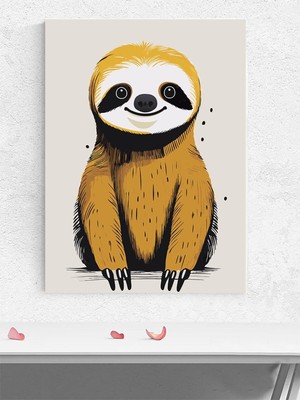 Neşeli Tembel Hayvan Bebek Odası Poster, Afiş, Kreş Çocuk Odası Dekorasyon, Yenidoğan Hediye