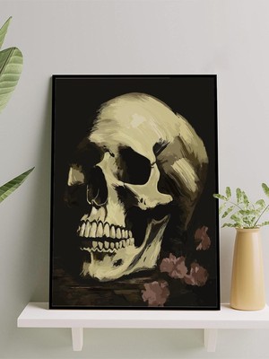Memento Mori, Kafatası Ölüm Hatırası Çerçeveli Tablo - Çerçeveli Poster, Sanatsal Dekorasyon