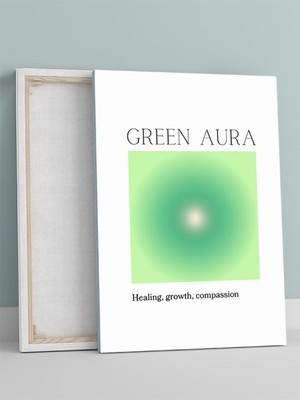 Green Aura Soul, Yeşil Aura Manifest, Olumlama, Mantra, Spiritüel, Meditasyon Kanvas Tablo - Tuval