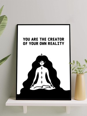 Reality, Kendi Gerçekliğin Manifest, Olumlama, Mantra, Spiritüel, Meditasyon Çerçeveli Tablo
