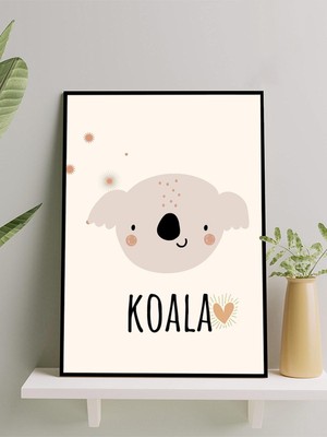 Koala Aşkı Bebek Odası Çerçeveli Tablo, Kreş Çocuk Odası Çerçeveli Duvar Dekoru, Yenidoğan Hediye