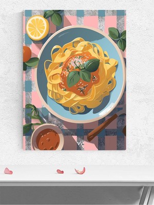 Pasta Feast, Makarna Şöleni, Dijital Sanat Mutfak Poster - Afiş - Dekoratif Duvar Poster