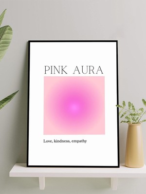 Pink Aura Soul, Pembe Aura, Manifest, Olumlama, Mantra, Spiritüel, Meditasyon Çerçeveli Tablo