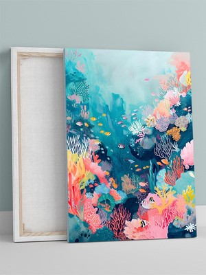 Coral Reef, Mercan Kayalığı, Soyut Sanat Kanvas Tablo - Tuval Tablo, Sanatsal Dekorasyon