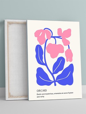 Orchid, Orkide Çiçeği Karakteri Minimalist Sanat Kanvas Tablo - Tuval Tablo, Sanatsal Dekorasyon