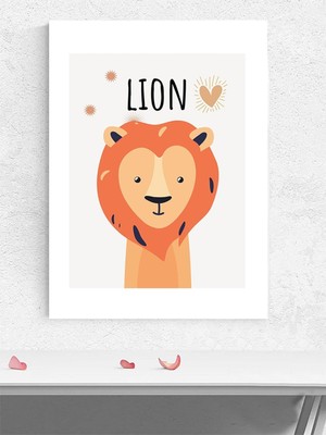 Aslan Yüreği Bebek Odası Poster, Afiş, Kreş Çocuk Odası Dekorasyon, Yenidoğan Hediye
