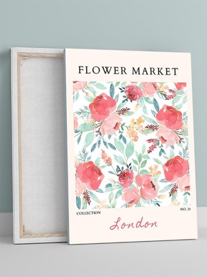 Londra Flower Market, Ingiltere Çiçek Pazarı Modern Sanat Kanvas Tablo - Tuval Tablo