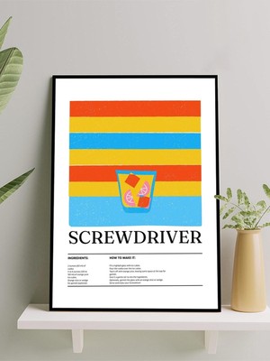 Screwdriver Kokteyl Tarifi Minimalist Sanat Mutfak Çerçeveli Tablo - Çerçeveli Poster