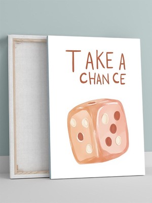 Roll The Dice, Zarı At Motivasyon Kanvas Tablo, Tuval, Ofis, Çalışma Odası Dekorasyon
