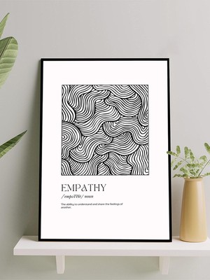 Empathy, Empati Tipografik Kelime Sanatı Çerçeveli Tablo - Çerçeveli Poster, Sanatsal Dekorasyon