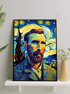 Van Gogh Portresi Izlenimcilik Çerçeveli Tablo - Çerçeveli Poster, Sanatsal Dekorasyon