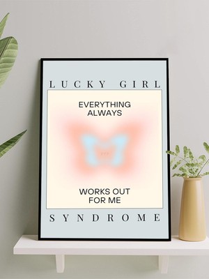 Lucky Girl, Şanslı Kız, Manifest, Olumlama, Mantra, Spiritüel, Meditasyon Çerçeveli Tablo