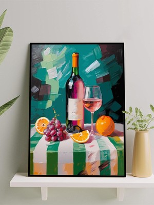 Still Life Şarap, Natürmort Ekspresyonizm Mutfak Çerçeveli Tablo - Çerçeveli Poster