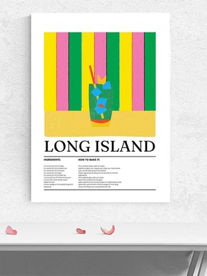 Long Island Kokteyl Tarifi Pop Art Mutfak Poster - Afiş - Dekoratif Duvar Poster