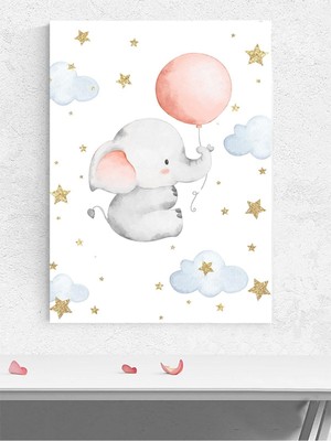 Fil Hayalleri Kız Bebek Odası Poster, Afiş, Kreş Çocuk Odası Dekorasyon, Yenidoğan Hediye