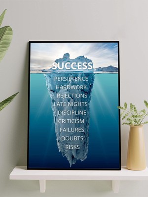 Success Iceberg, Başarı Buzdağı Motivasyon Çerçeveli Tablo, Çerçeveli Poster, Ofis, Çalışma Odası
