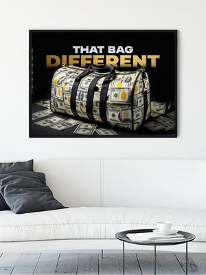 Bag, Para Dolu Çanta,dolar, Zenginlik Motivasyon Çerçeveli Tablo,çerçeveli Poster,ofis,çalışma Odası