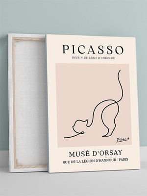 Picasso Cat, Kedi Çizimi, Kübist Sanat Sanatsal Kanvas Tablo - Tuval Tablo