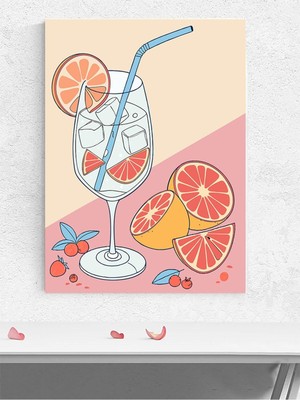 Citrus Sip, Kadeh Yudumu Dijital Sanat Mutfak Poster - Afiş - Dekoratif Duvar Poster