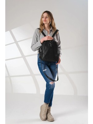 Just Polo Kadın Büyük Boy Yıkamalı Deri Lüks Sırt Çantası