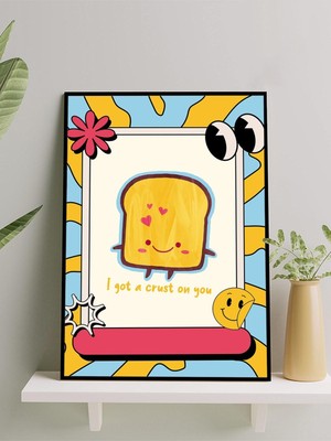 Toast & Romance, Aşık Tost Aşk Pop Art Çerçeveli Tablo - Çerçeveli Poster