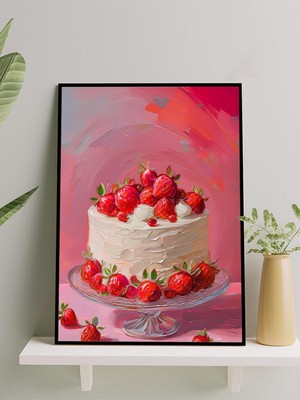 Strawberry Cake, Çilekli Pasta Izlenimcilik Mutfak Çerçeveli Tablo - Çerçeveli Poster