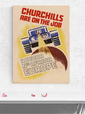 Churchills On The Job, Churchill Iş Başında Vintage Art Deco Poster - Afiş - Dekoratif Duvar Poster