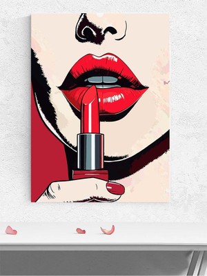 Red Kiss, Kırmızı Öpücük Ruj Pop Art Sanatsal Poster - Afiş - Dekorasyon
