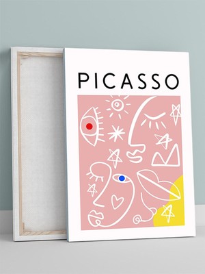 Picasso Faces, Yüzler, Soyut Kübist Sanatsal Kanvas Tablo - Tuval Tablo