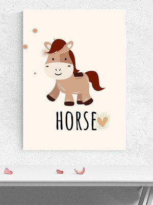 Mutlu At Bebek Odası Poster, Afiş, Kreş Çocuk Odası Dekorasyon, Yenidoğan Hediye
