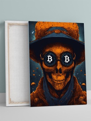 Crypto, Kripto Para Bitcoin Iskelet Motivasyon Kanvas Tablo, Tuval, Ofis, Çalışma Odası Dekorasyon