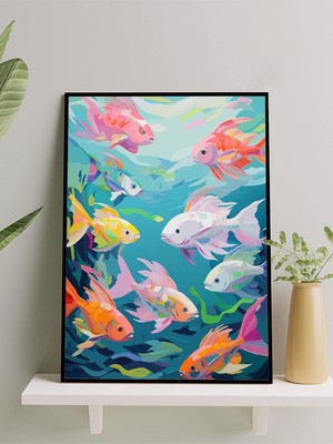Sea Symphony, Deniz Senfonisi Dijital Sanat Deniz Manzaralı Çerçeveli Tablo - Çerçeveli Poster