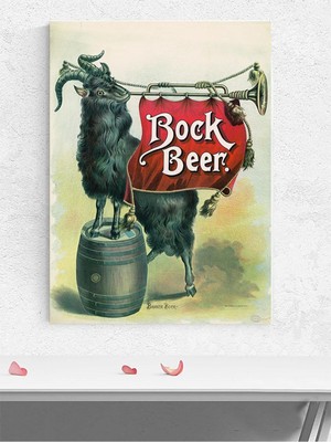 Bock's Beer, Bock's Bira Vintage Reklam Sanatı Poster - Afiş - Dekoratif Duvar Poster