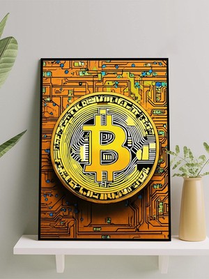 Rise, Kripto Para Bitcoin Yükselişi Motivasyon Çerçeveli Tablo, Çerçeveli Poster,ofis, Çalışma Odası