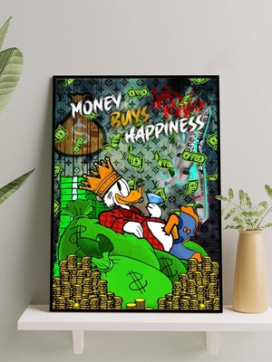 Para Mutluluğu Alır, Zenginlik,servet Motivasyon Çerçeveli Tablo,çerçeveli Poster,ofis,çalışma Odası