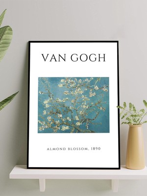 Van Gogh, Almond Blossom, Badem Çiçeği Sanatsal Çerçeveli Tablo - Çerçeveli Poster