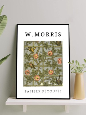 W. Morris - Birds And Roses, Kuşlar ve Güller, Art Nouveau Sanatsal Çerçeveli Tablo,çerçeveli Poster