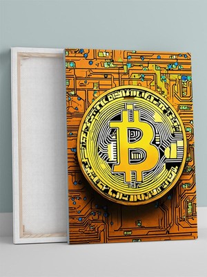 Rise, Kripto Para Bitcoin Yükselişi Motivasyon Kanvas Tablo, Tuval, Ofis, Çalışma Odası Dekorasyon