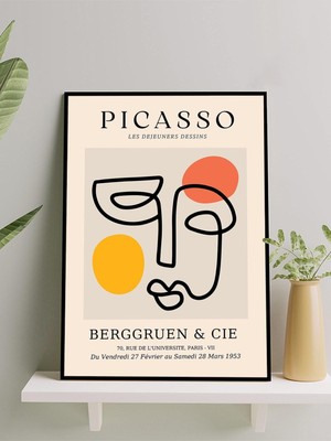 Picasso Dessins, Kahvaltı Çizimleri, Soyut Kübist Sanatsal Çerçeveli Tablo - Çerçeveli Poster