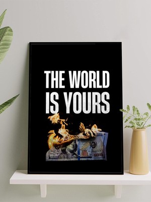 Yours, Senin Dünyan Motivasyon Çerçeveli Tablo, Çerçeveli Poster, Ofis, Çalışma Odası Dekorasyon