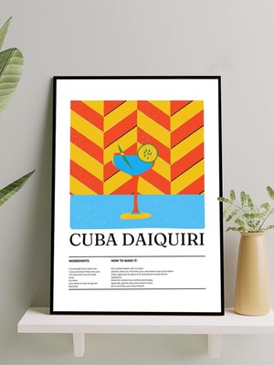Cuba Daiquiri, Küba Daiquirisi Kokteyl Tarifi, Dijital Sanat Mutfak Çerçeveli Tablo,çerçeveli Poster