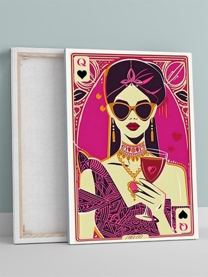 Queen Of Hearts, Kupa Kızı Manifest, Olumlama, Mantra, Spiritüel, Meditasyon Kanvas Tablo - Tuval