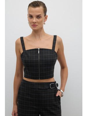 Önü Metal Fermuarlı Büstiyer Antrasit K2614001_046